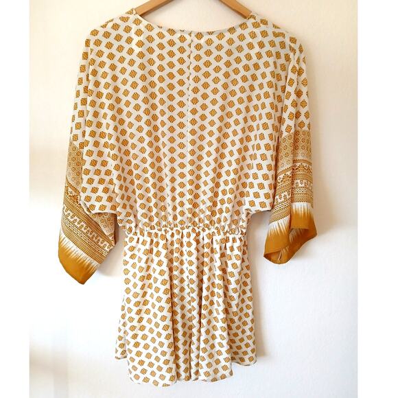 Sage the Label Gold and White Wrap Romper Deep V - Picture 2 of 7